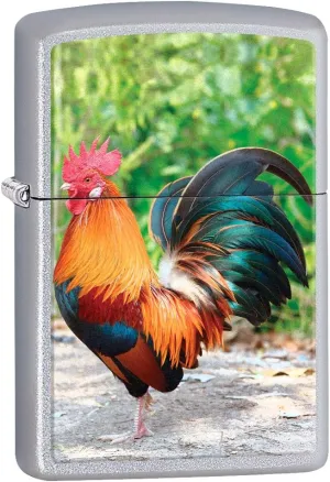 Zippo Lighter: Colorful Rooster - Satin Chrome 80697