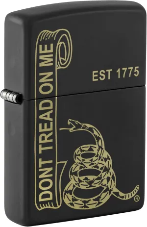 Zippo Lighter: Don't Tread on Me, Engraved - Black Matte 81509
