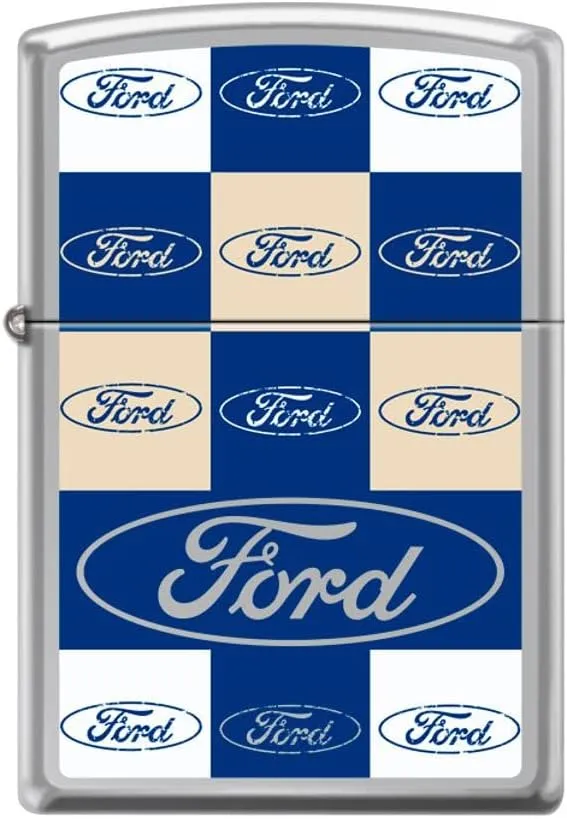 Zippo Lighter- Ford Logo Script Pattern High Polish Chrome Windproof Lighter #Z5010