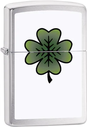 Zippo Lighter: Four Leaf Clover - Brushed Chrome 79113