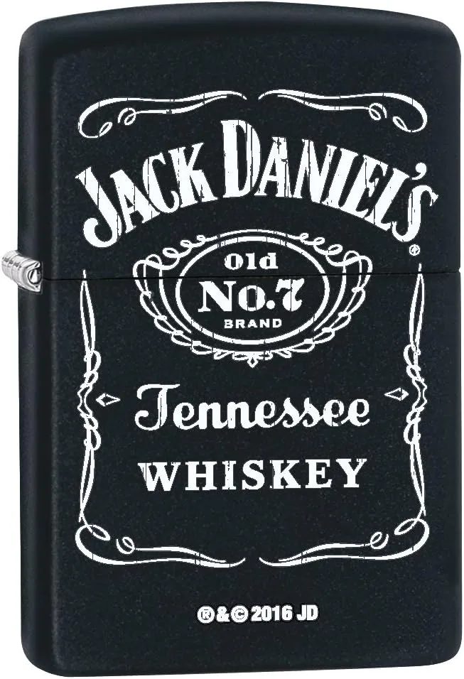 Zippo Lighter: Jack Daniels Logo - Black Matte 76875
