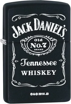 Zippo Lighter: Jack Daniels Logo - Black Matte 76875