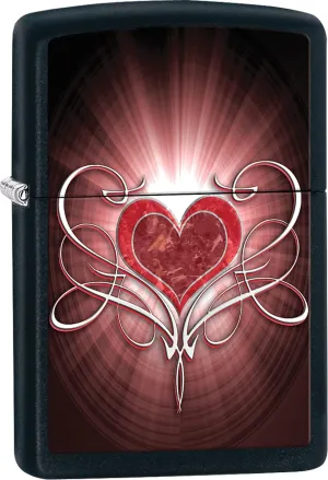 Zippo Lighter - Love Heart Black Matte Windproof Lighter #Z458