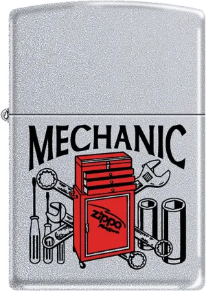 Zippo Lighter - Mechanic Satin Chrome Windproof Lighter #Z283