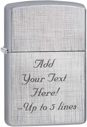 Zippo Lighter - Personalized Custom Message Engrave Chrome Windproof Lighter Brushed Chrome Linen Weave 28181
