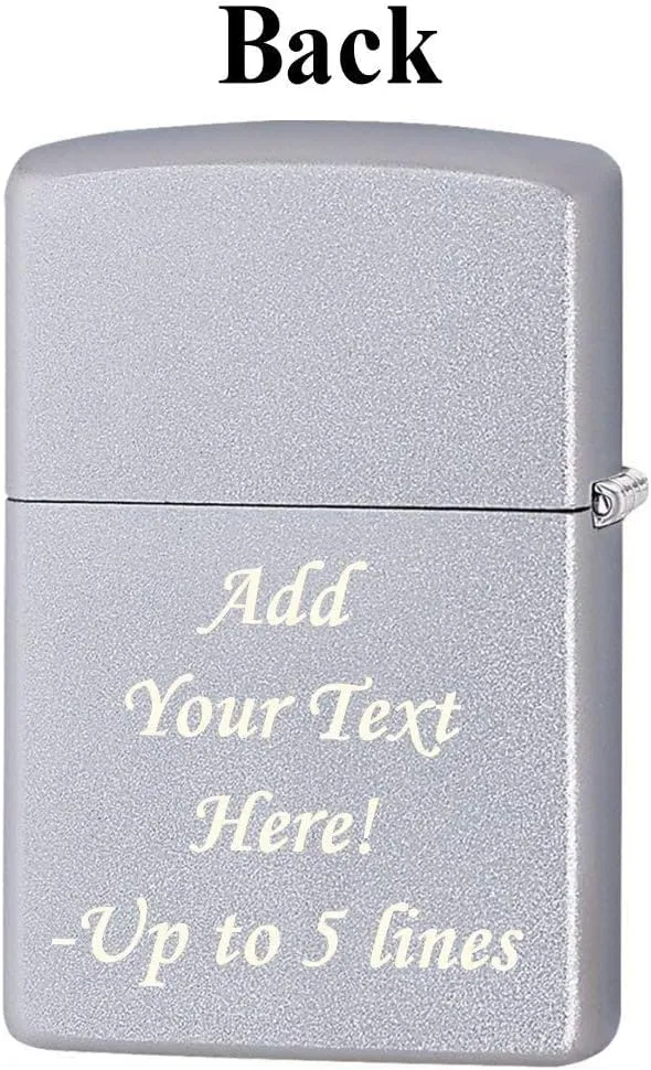 Zippo Lighter - Personalized Custom Message Engrave on Back Animal Designs Windproof Lighter Satin Chrome Butterfly Z434