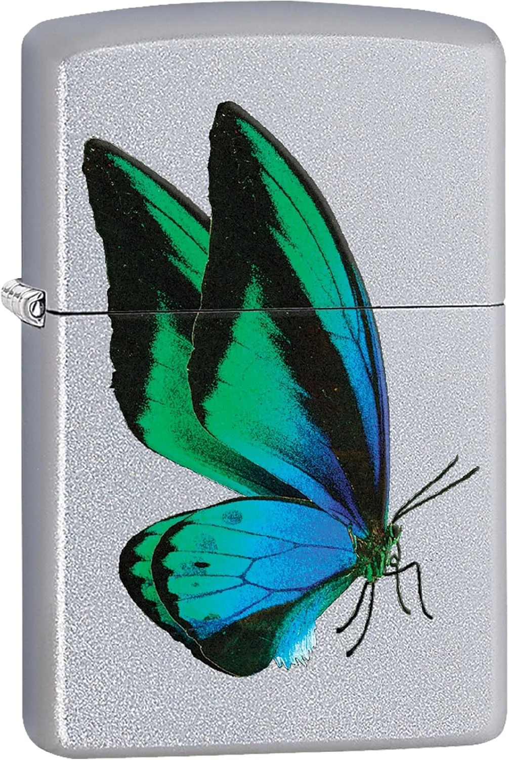 Zippo Lighter - Personalized Custom Message Engrave on Back Animal Designs Windproof Lighter Satin Chrome Butterfly Z434