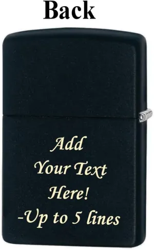 Zippo Lighter - Personalized Custom Message Engrave on Back for Jim Beam Windproof Zippo Lighter Black Matte 48741