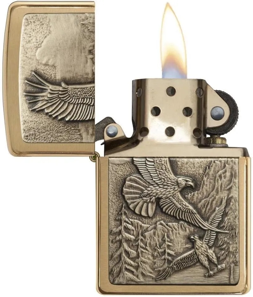 Zippo Lighter - Personalized Message Engraved on Backside Americana US Eagle USA Flag Patriotic Collection2 Windproof Lighter