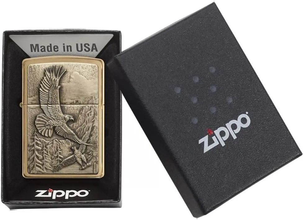 Zippo Lighter - Personalized Message Engraved on Backside Americana US Eagle USA Flag Patriotic Collection2 Windproof Lighter