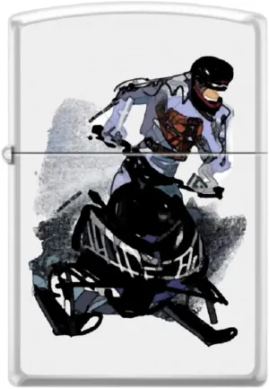 Zippo Lighter-Snowmobiles Winter White Matte Windproof Lighter #Z5532