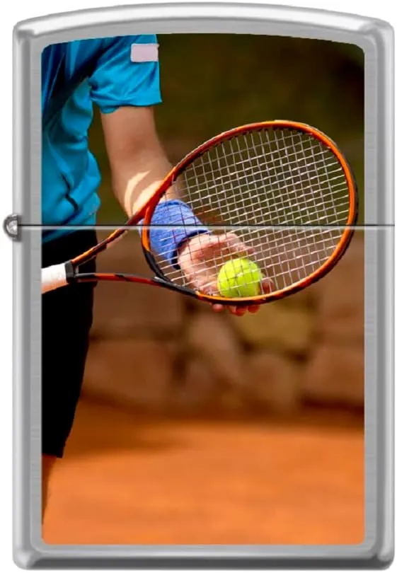 Zippo Lighter- Tennis Player Sports Racket Brushed Chrome Windproof Lighter #Z5526