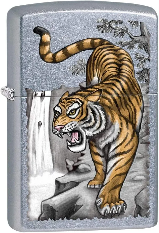 Zippo Lighter: Tiger on Ledge - Street Chrome 80705