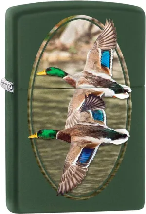 Zippo Lighter: Two Ducks Flying - Green Matte 80160