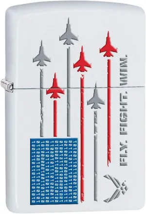 Zippo Lighter: U.S. Air Force Flag of Jets - White Matte 80385