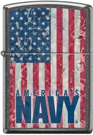 Zippo Lighter- US Navy American Flag Iron Stone Windproof Lighter #Z5239