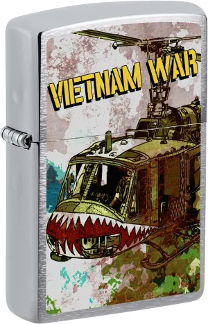 Zippo Lighter, Vietnam War Helicopter - Brushed Chrome 80977