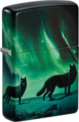 Zippo Lighter: Wolves with Northern Lights, Glow-in-The-Dark - 540 Color 81643