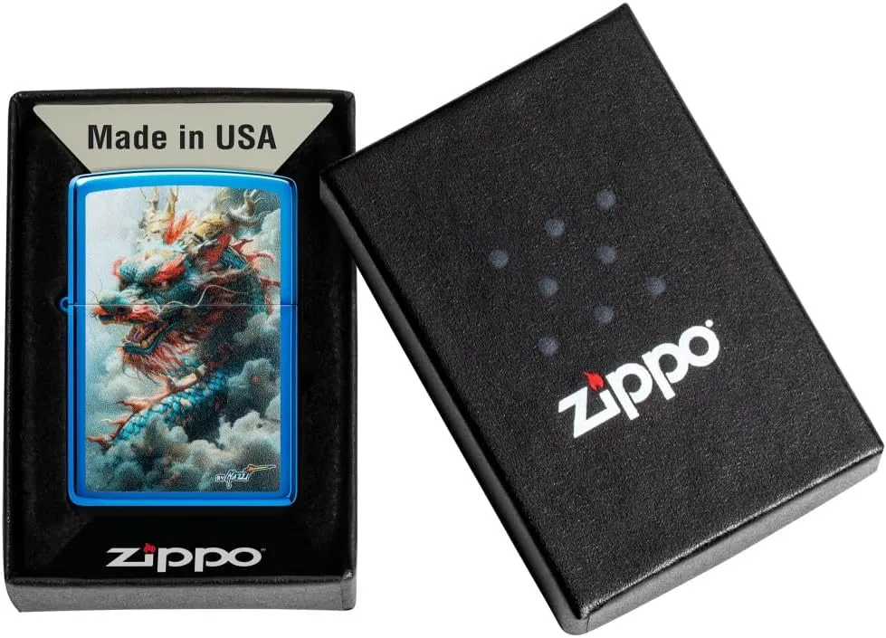 Zippo Mazzi® Dragon Design High Polish Blue Pocket Lighter