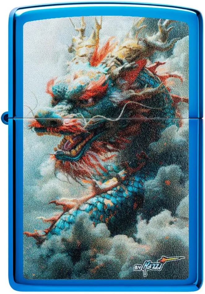 Zippo Mazzi® Dragon Design High Polish Blue Pocket Lighter