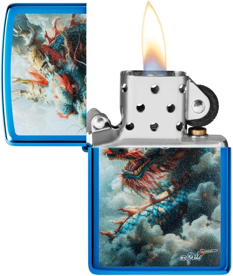 Zippo Mazzi® Dragon Design High Polish Blue Pocket Lighter