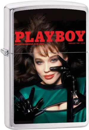 Zippo Playboy Cover February 1987 Pocket Lighter, Brushed Chrome, One Size (200-CI017357)