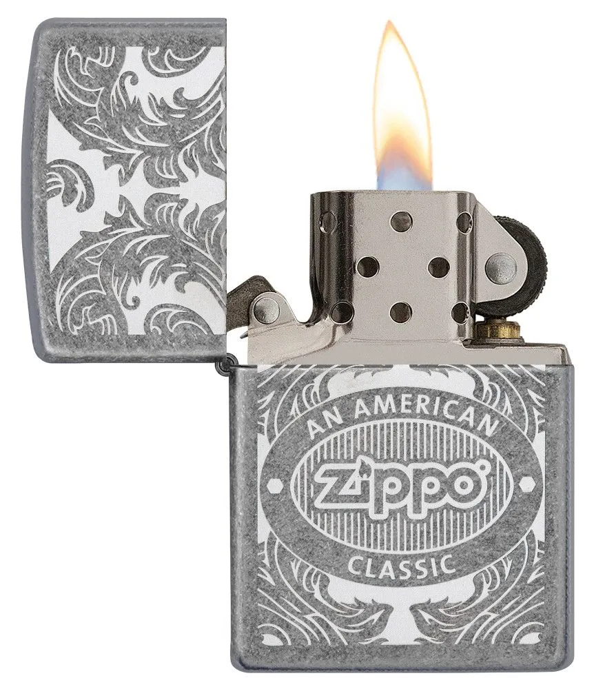 Zippo Scroll Antique Silver