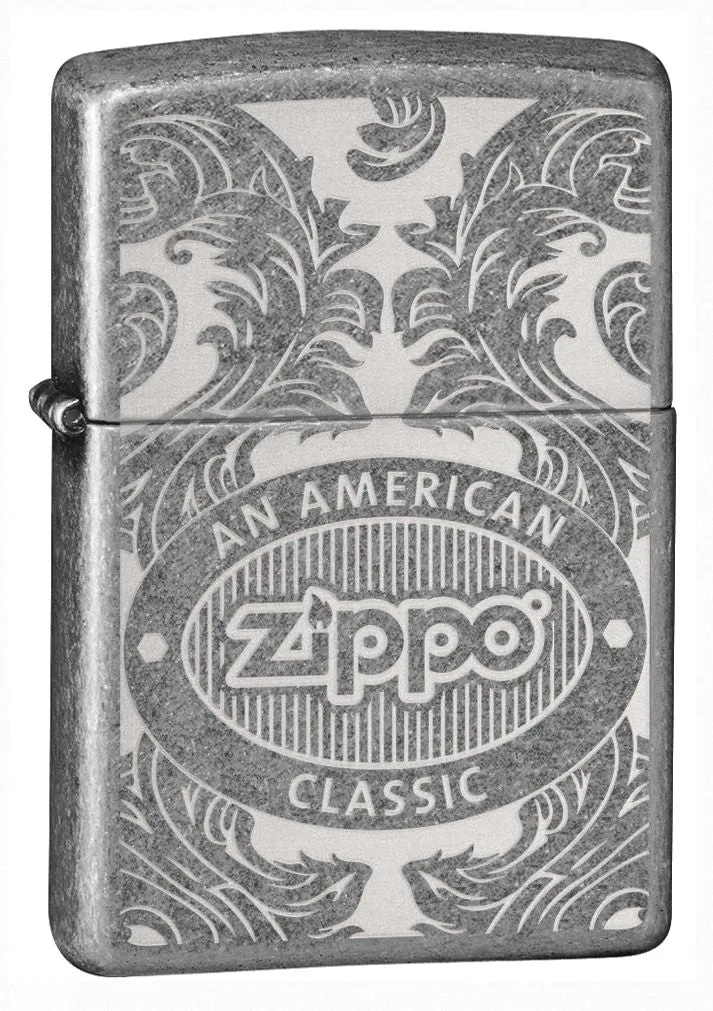 Zippo Scroll Antique Silver