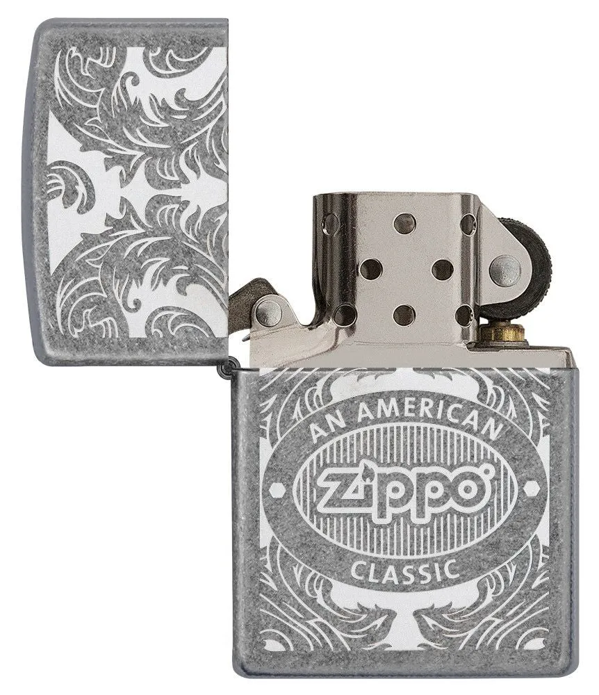 Zippo Scroll Antique Silver