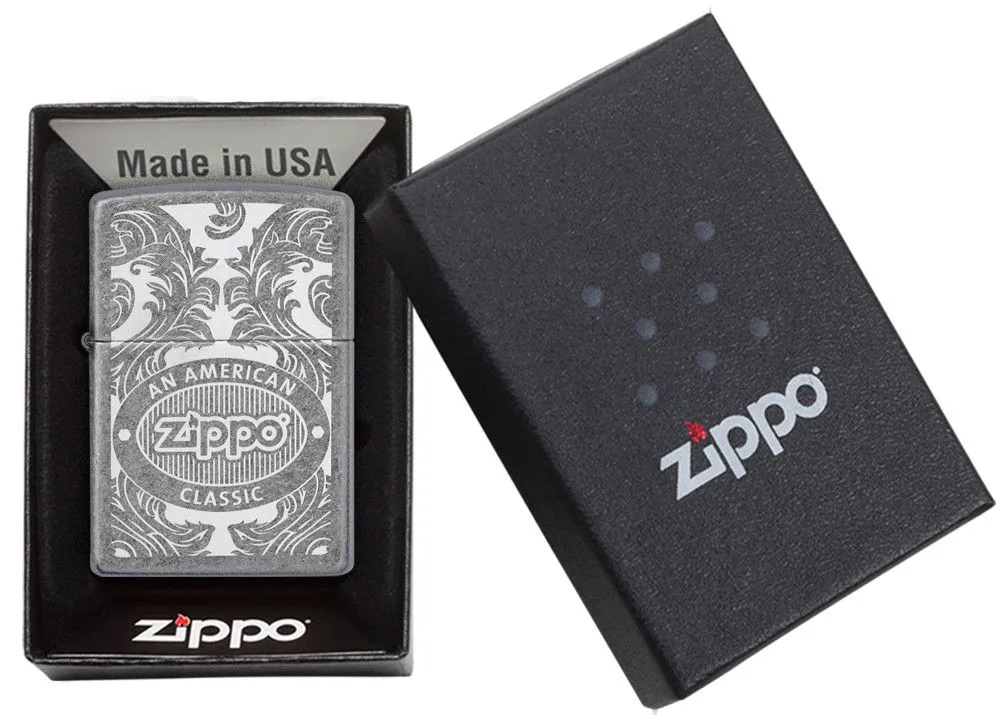 Zippo Scroll Antique Silver