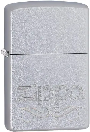 Zippo Scroll Pocket Lighter, Satin Chrome