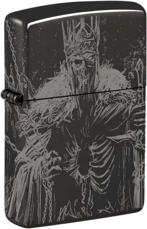 Zippo Skull King Design High Polish Black Pocket Lighter