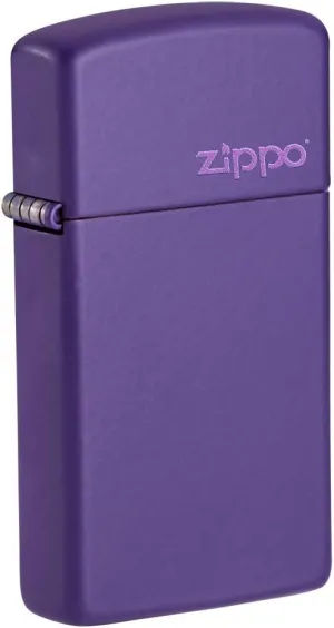 Zippo Slim Purple Matte Logo Pocket Lighter