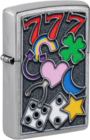 Zippo unisex-adult Clover Lighters, All Luck Street Chrome