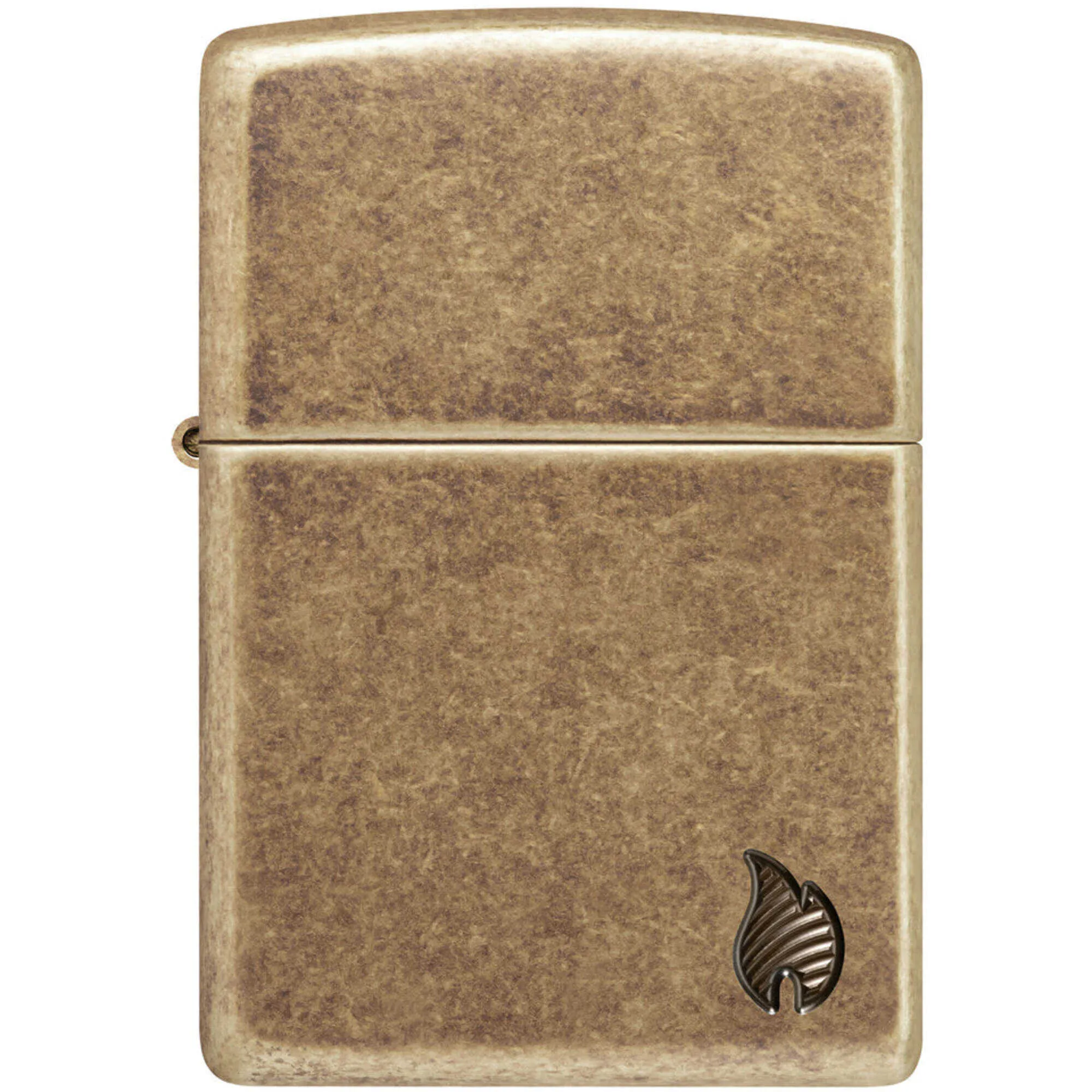 Zippo Windproof Pocket Lighter Armor Antique Brass Flame Design Metal 46400