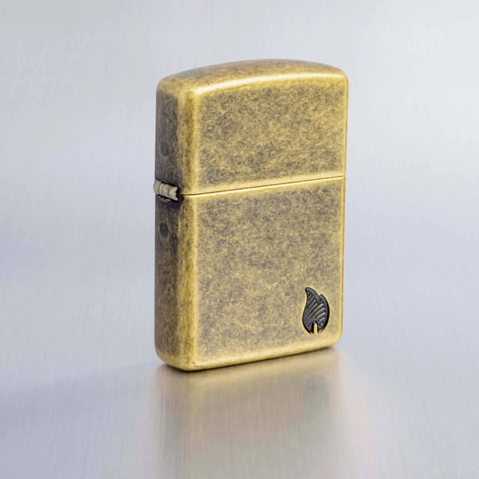 Zippo Windproof Pocket Lighter Armor Antique Brass Flame Design Metal 46400