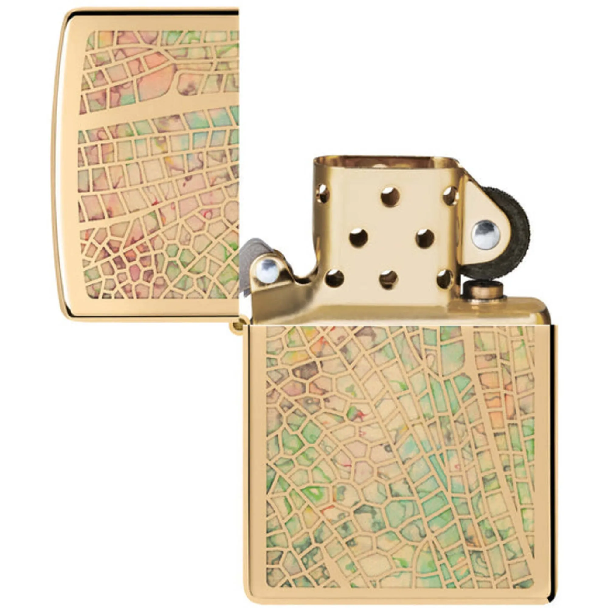 Zippo Windproof Pocket Lighter Dragonfly Wing Design High Polish Brass 46006