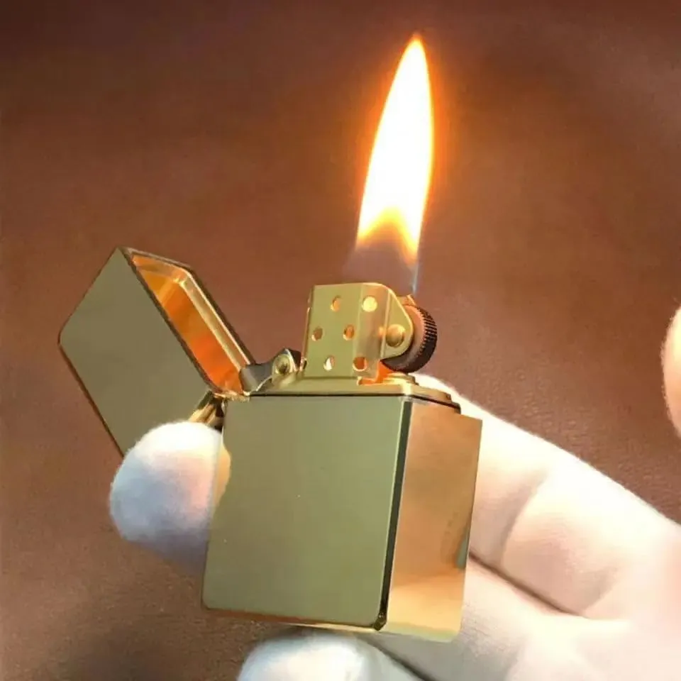 ZORRO 912S Heavy Armor Brass Kerosene Lighter, Retro Titanium Windproof Design with 3/5 Hinge Men's Gift 912 150g Logo