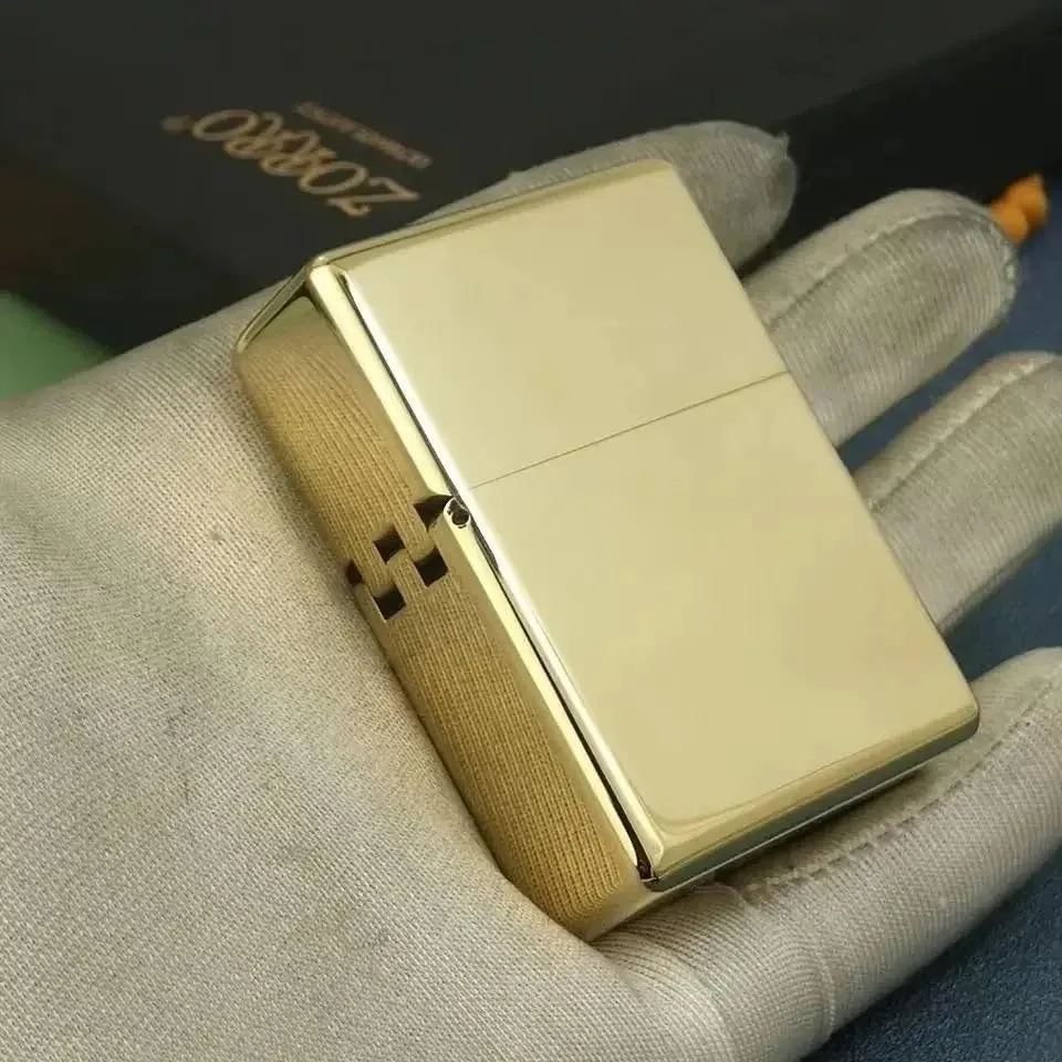 ZORRO 912S Heavy Armor Brass Kerosene Lighter, Retro Titanium Windproof Design with 3/5 Hinge Men's Gift 912 150g Logo