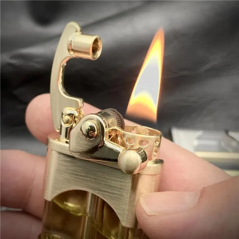 Zorro Original Windproof Metal Kerosene Lighter Transparent Fuel Tank Creative Retro Flint Oil Lighter Smoking Accessories Gift Sliver