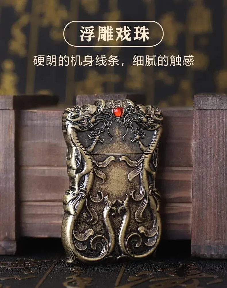 Zorro Rare Embossed Dragon Kerosene Lighter Waterproof – Thin Design, Premium Vintage Gadget, Limited Edition Collectible Red Copper