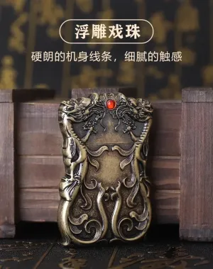 Zorro Rare Embossed Dragon Kerosene Lighter Waterproof – Thin Design, Premium Vintage Gadget, Limited Edition Collectible Red Copper