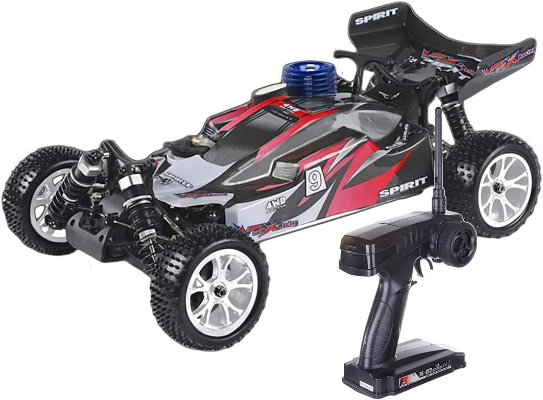 ZOSTER RC Nitro Off-Road Vehicle VRX RH1006 1:10 4WD 2.4G RC Oil Powered RTR Version High Speed Racing Car Truck Model with Force.18 Methanol Engine for Kids Ault, Red White, 41.5x25.5x14.2 cm