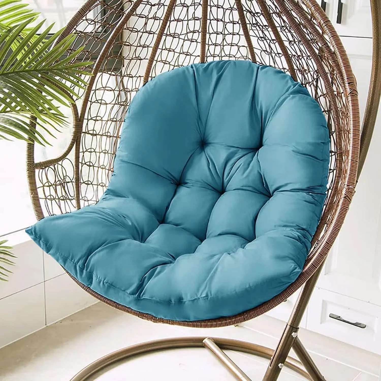 ZTGL Hanging Basket Seat Cushion, Thicken Hanging Egg Chair Cushion, Waterproof Basket Chair Cushion for Patio Garden, Outdoor Basket Egg Chair Seat Pads Back Cushion,Blue