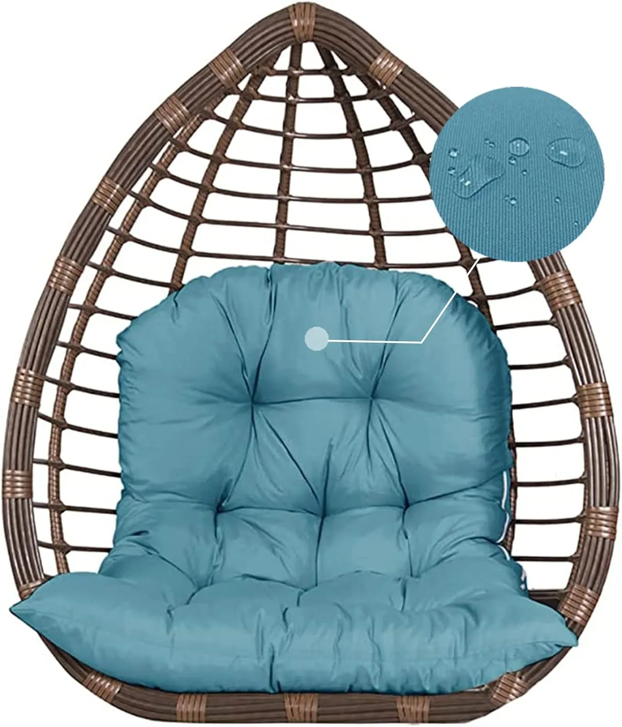 ZTGL Hanging Basket Seat Cushion, Thicken Hanging Egg Chair Cushion, Waterproof Basket Chair Cushion for Patio Garden, Outdoor Basket Egg Chair Seat Pads Back Cushion,Blue
