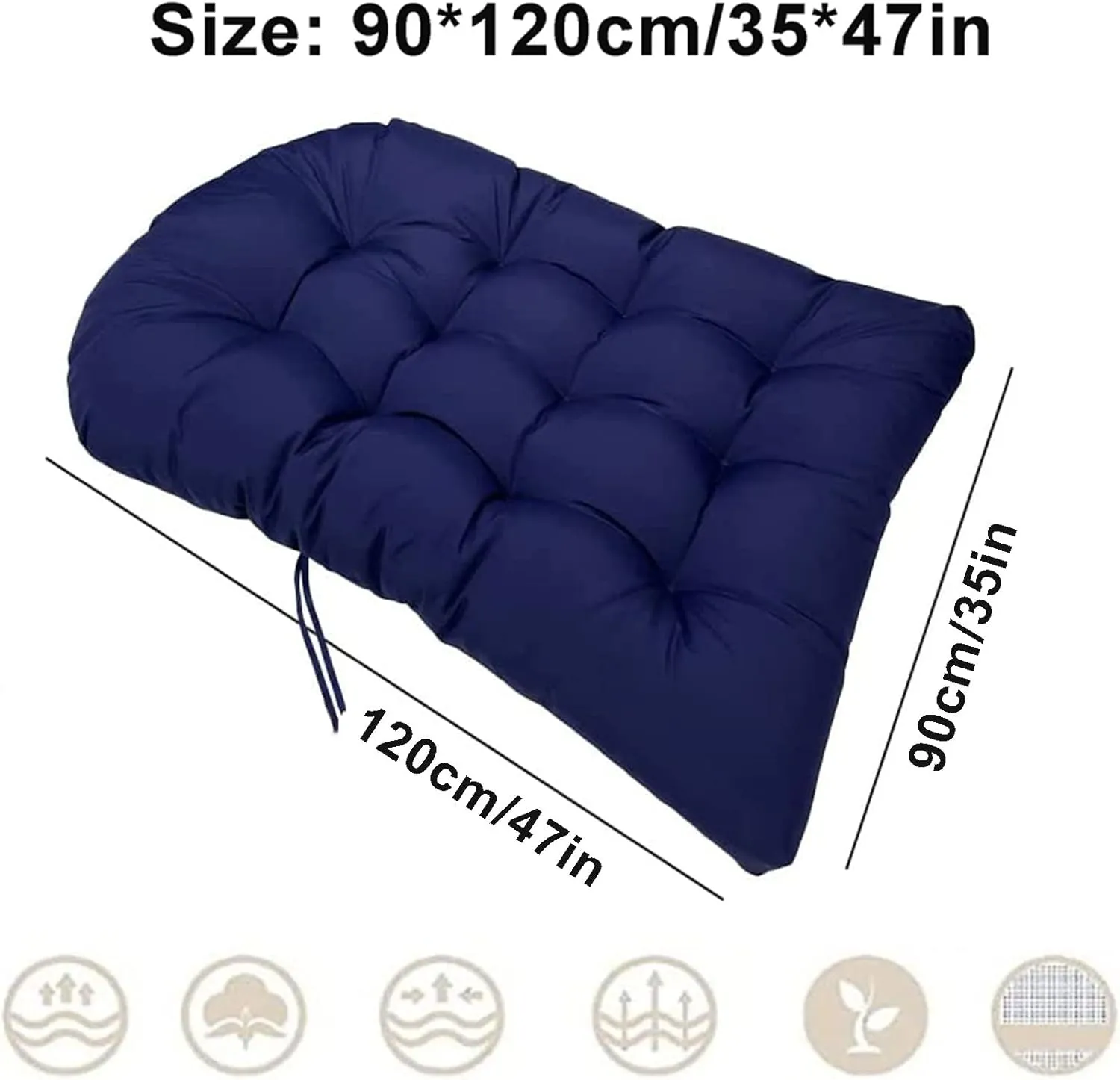 ZTGL Hanging Basket Seat Cushion, Thicken Hanging Egg Chair Cushion, Waterproof Basket Chair Cushion for Patio Garden, Outdoor Basket Egg Chair Seat Pads Back Cushion,Blue
