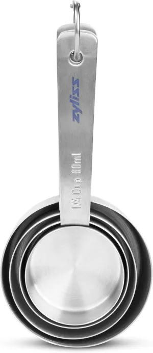 Zyliss Premium Stainless Steel Measuring Cups - Stainless Steel Measuring Cup Set - Dry Ingredient Nesting Measuring Cups - Premium Bakeware & Kitchen Tools - 4 Piece